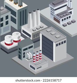 isometric factory with buildings structure