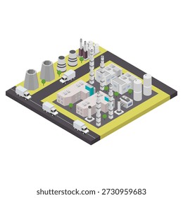 Isometric factory concept illustrated in vector