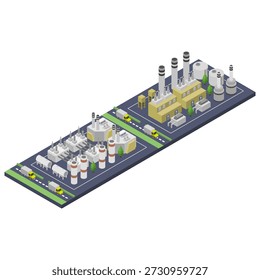 Isometric factory concept illustrated in vector