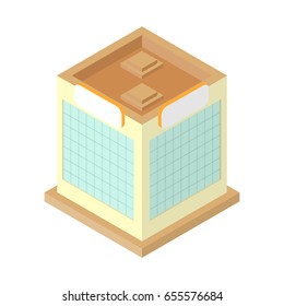 Isometric factory design, low poly business real estate