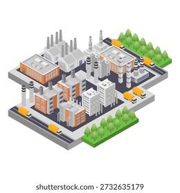 Isometric factory illustrated in vector