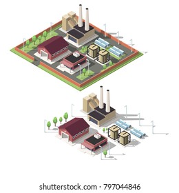 Isometric factory vector illustration.