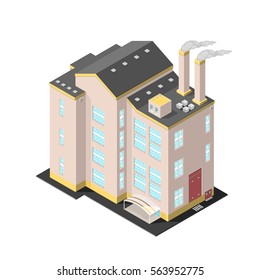 Isometric factory warehouse Icon.
Vector illustration of a power station.
