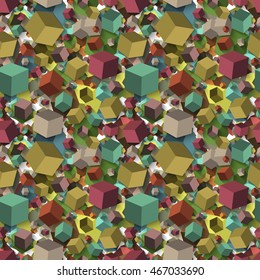 Isometric fall cubes seamles texture background. Vector