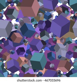 Isometric fall cubes seamles texture background. Vector