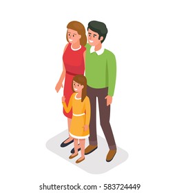 
Isometric family - mother, father and daughter. Vector illustration.
