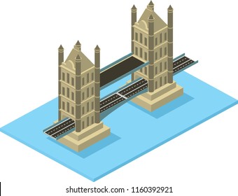 isometric famous place in london tower bridge, vector illustration
