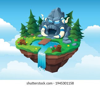 Isometric Fantastic Forest Islands For Game, Map For Game Mobile