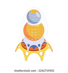 Isometric fantastic interplanetary spacecraft for kids game 3d vector illustration