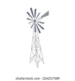Isometric farm building icon with wind water pump 3d vector illustration