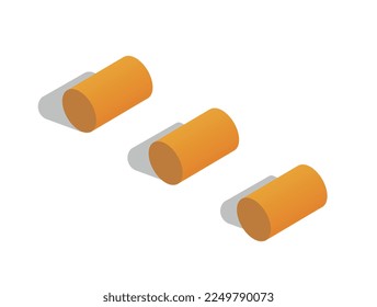 Isometric farm haystacks set. Agriculture and farming, harvesting and food for horses and cows, hay collection. Poster or banner. Cartoon 3d vector illustrations isolated on white background