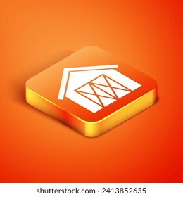 Isometric Farm house icon isolated on orange background.  Vector