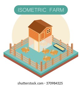 Isometric farm house for rabbits