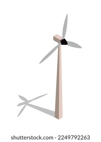 Isometric farm windmill. Alternative energy sources, concern for nature and ecology. Reducing release of hazardous waste into atmosphere. Poster or banner for website. Cartoon 3d vector illustration