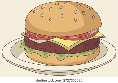 Vector de hamburguesa isométrica de comida rápida con ingredientes aislados