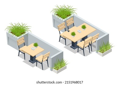 Isometric Fast Food Court, Restaurant Interior, Catering, Shopping Mall