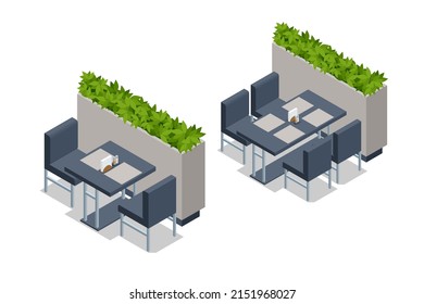 Isometric Fast Food Court, Restaurant Interior, Catering, Shopping Mall