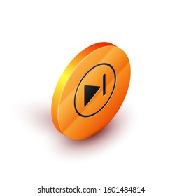 Isometric Fast forward icon isolated on white background. Orange circle button. Vector Illustration
