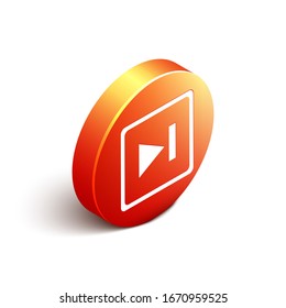 Isometric Fast forward icon isolated on white background. Orange circle button. Vector Illustration