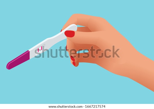 Isometric Female Hand Holding Pregnancy Test Stock Vector Royalty Free 1667217574