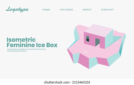 Isometric Feminine Ice Box for landing page website, download this artwork and choose enhanced license