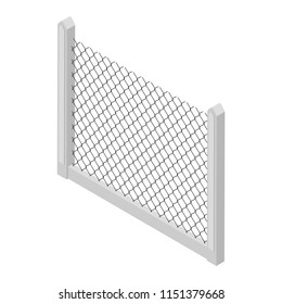 Isometric fence  isolated on white. No solid fence. Iron gate. Fence with columns. Metal, wrought iron, lattice gates and fences for yard. Flat style. Vector