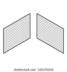 Isometric fence isolated on white. No solid fence. Iron gate. . Metal, wrought iron, lattice gates and fences for yard.  Vector