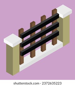 ilustración de diseño vectorial de prueba de valla isométrica