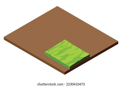 Isometric field. Part of the unharvested green crop, agricultural wheat, concept farm natural farming. Vector cartoon eco eating industry