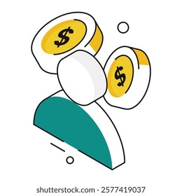 Isometric figure with briefcase and graph, designed for investment platforms, startup pitches, and financial growth campaigns.