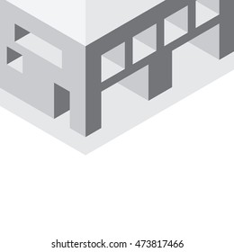 Isometric figures on a white background. Monochrome image. Shades of gray.