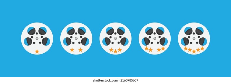 Isometric Film Or Movie Cinematography Rating. 5 Stars Film Rating Concept.