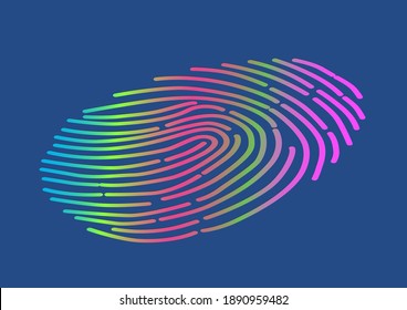 Isometric fingerprint recognition with gradient color. Vector illustration