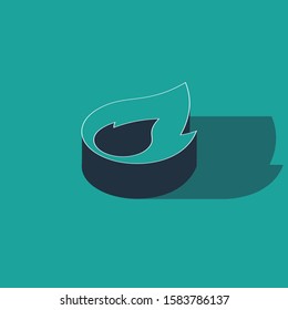 Isometric Fire flame icon isolated on green background. Heat symbol.  Vector Illustration