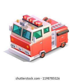 Isometric fire truck illustration