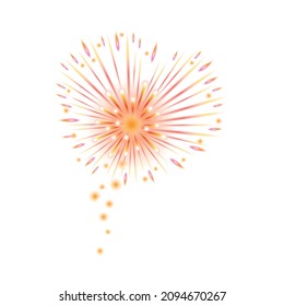 Isometric firework celebrating holiday composition with isolated image of heart shaped firework vector illustration