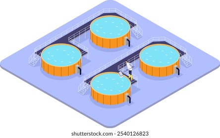 Imagem Vetorial de Reprodução de Reprodutores de Peixes Isométricos