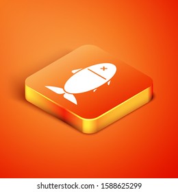 Isometric Fish icon isolated on orange background.  Vector Illustration