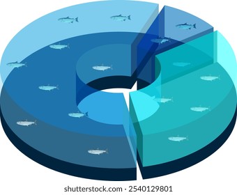 Isometric Fish Pie Chart Vector Image