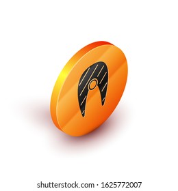 Isometric Fish steak icon isolated on white background. Orange circle button. Vector Illustration