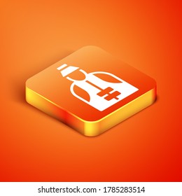 Isometric Fisherman icon isolated on orange background. Vector