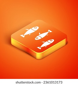 Isometric Fishes icon isolated on orange background.  Vector