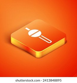 Isometric Fishing float icon isolated on orange background. Fishing tackle.  Vector