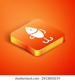 Isometric Fishing lure icon isolated on orange background. Fishing tackle.  Vector