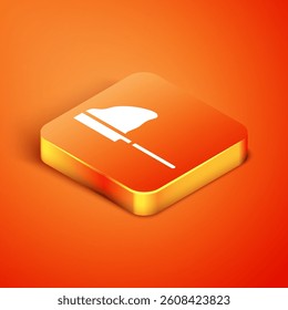 Isometric Fishing net with fish icon isolated on orange background.  Vector