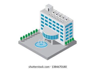 Isometric Five Star Hotel Building Vector