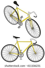 Isometric Fixed Gear Bicycle Line Up Vector