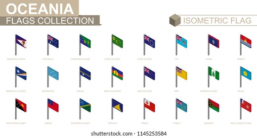 Isometric flag collection, countries of Oceania