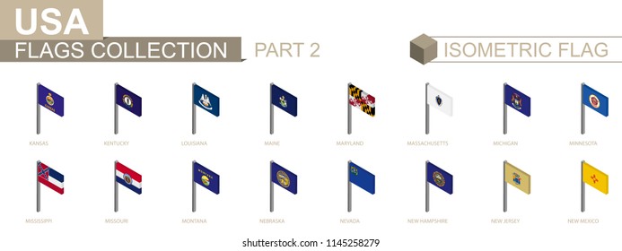 Isometric flag collection, US States set part 2