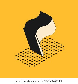 Isometric Flag icon isolated on yellow background.  Vector Illustration
